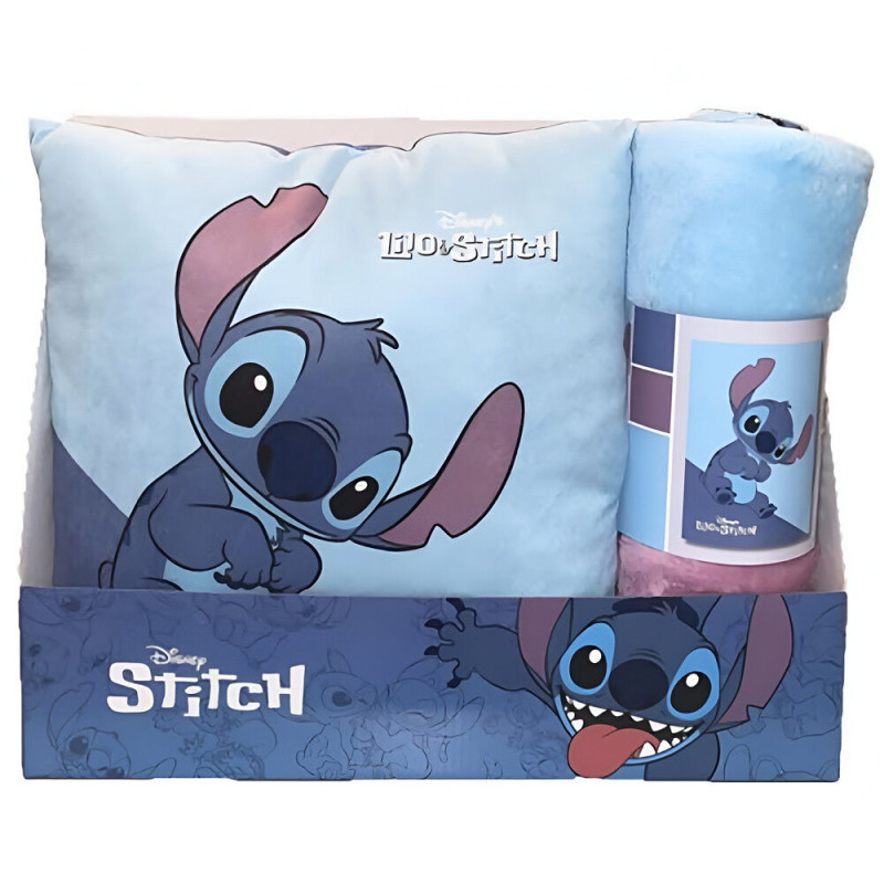 Set manta polar + cojin Stitch Disney